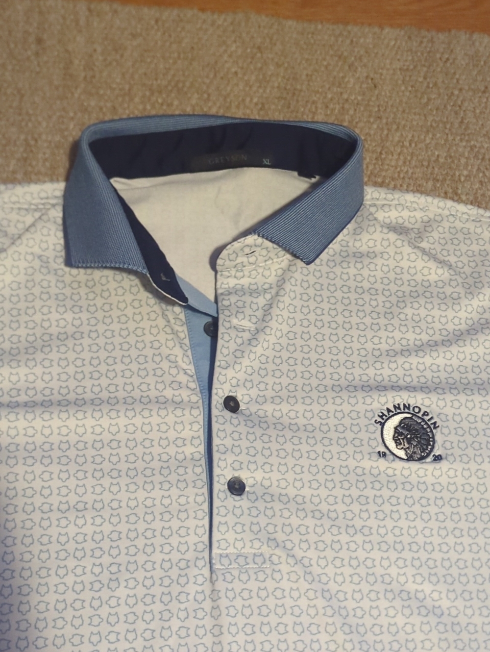 Mens Greyson Shannopin Country Club Golf Polo On Greyson Logo Size XL Blue/White